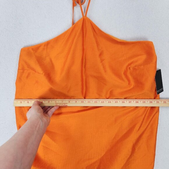 Eloquii Dress Womens 16 Orange Halter Mini Lined Tencel Blend Summer Party NEW - Picture 4 of 11